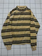 ◇ ⊇ エイチビューティー＆ユース H BEAUTY&YOUTH ボーダーモックネック長袖カットソー メンズ Sサイズ ベージュ系 E  【1512220075489】