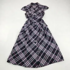 バーバリーロンドン　ワンピース　ノバチェック　ラメ　パフスリーブ　Aライン　38 M L相当　ブラック　ピンク