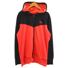 アンダーアーマー UNDER ARMOUR トラックジャケット フード付き バイカラー 黒 オレンジ XXL ■ECT