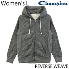 【USED／ウィメンズL】CHAMPION リバースウィーブ 目無し ジップアップ パーカー メランジ グレー