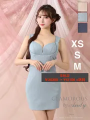 SALEブルー [GMS-V885]【Andy GLAMOROUS/アンディグラマラス】リボンブローチ/ チョーカー付き/ バストジップ/ ラメ/ ノースリーブ/ シンプル/ タイト/ ミニドレス/ キャバドレス/ AngelR/ ローブドフルール