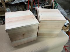 座れる収納 蓋付き木箱（りんご箱幅半分） 2個セット - メルカリ