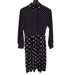 C427  Paul Smith BLACK（ポール・スミス・ブラック）シャツワンピース ドット 上品 共布ベルト付き