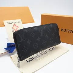 ★3日以内返品可★ 美品 LOUIS VUITTON ルイ・ヴィトン エクリプス ジッピーウォレットホリゾンタル M11611 長財布 ブラック・グレー レザー コーティングキャンバス メンズ