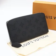 ★3日以内返品可★ 極美品 LOUIS VUITTON ルイ・ヴィトン マヒナ ジッピーウォレット ノワール M61867 長財布 ブラック レザー レディース