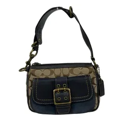 COACH(コーチ) ハンドバッグ シグネチャー柄 7061 カーキ×ネイビー レザー