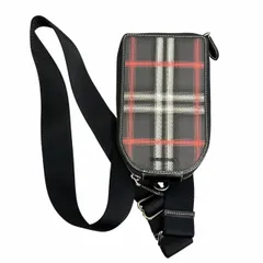 バーバリー BURBERRY ×Pop Trading Company ポップトレーディングカンパニー PHONE POUCH チェック柄 フォン ポーチ ボディ バッグ 黒 赤 ブラック レッド ブランド古着ベクトル 中古▲■260216