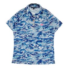 ゴルフ新品タグ付 ZOY リバティ総柄 半袖ポロシャツ メンズM 日本製