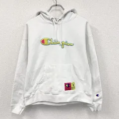 古着 used　Champion　チャンピオン　リバースウィーブ　スウェットパーカー/フーディー　刺ロゴ　白　ホワイト　XLサイズ【値引き交渉OK！】