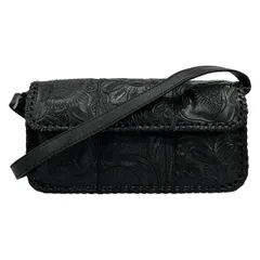 Carving Tribes(カービングトライブス) ショルダーバッグ - 黒 フラワー(花)/型押し加工 レザー