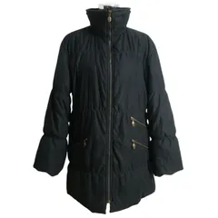 美品 MAX MARA マックスマーラ ダウンコート ダウンジャケット ロング丈 スタンドカラー フルジップ ポケット ブラック サイズ約L レディース
