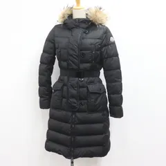 IT6MXEOLSUZ5 国内正規品 MONCLER モンクレール GENEVRIER ジェノブリエ 22093499172 ファーフード付き ロングダウンジャケット レディース サイズ0 ブラック