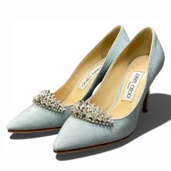 a23 《極美品》 JIMMY CHOO ジミーチュウ ROMY85 クリスタルティアラ パンプス サイズ37 ブルー Crystal Tiara シューズt18r