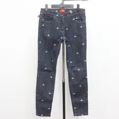 ITBPYN5K7KFQ VivienneWestwood ヴィヴィアンウエストウッド デニムパンツ オーブ刺繍 ネイビー レディース サイズ 3 総柄のサムネイル