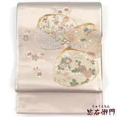 袋帯 フォーマル ふくろ帯 正絹 お太鼓柄 薄紫 刺繍 貝 蛤文 長さ487cm 幅31cm 和装 食事会 観劇 パーティ 着物 仕立て上がり