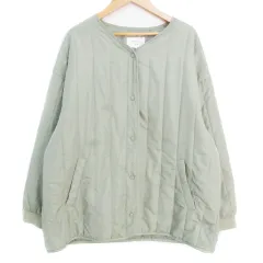 サマンサモスモス SM2 中綿ジャケット ノーカラージャケット ミドル丈 総裏地 F カーキ /FF2