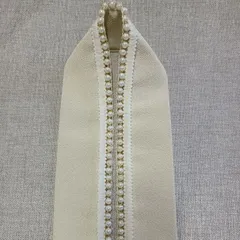 簡易パール付重ね衿   生成 K20　パール　フリル出し　ポリエステルちりめん