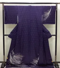 新品未使用　袷着物　訪問着　濃紫色　箔　TL寸　ワイドサイズ　正絹　R424