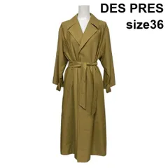 ◆ デプレ DES PRES ラップコート ロングコート 長袖 オープンフロント ベルト マスタード 麻混 36 S～M 7～9号 レディース S6B249のサムネイル