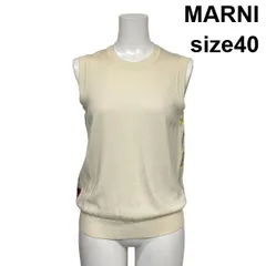 ◇ マルニ MARNI 切替シルクニットベスト ジレ ノースリーブ クルーネック スカーフ柄 アイボリー 毛 絹 40 M 9号 レディース S6B254のサムネイル