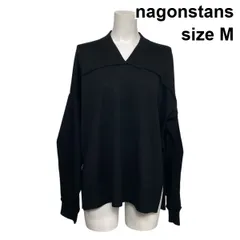◇ ナゴンスタンス nagonstans ニットプルオーバー カットソー 長袖 Vネック サイドスリット 黒 ブラック 毛混 M 9号 レディース S6B262のサムネイル