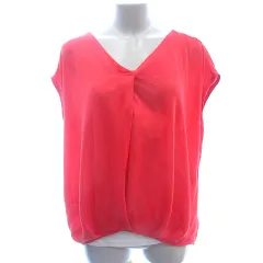 セシルマクビー CECIL McBEE ニット カットソー Vネック 切替 フレンチスリーブ M 赤 レッド /AU ●RY