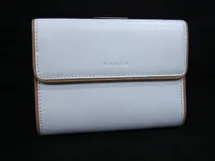 ■美品■ COACH コーチ レザー三つ折り 財布 ウォレット 札入れ 小銭入れ カード入れ カードケース ホワイト系×ベージュ系 DK8846
