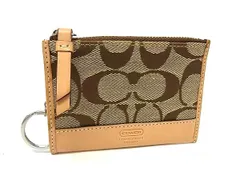 COACH コーチ シグネチャー キャンバス×レザー キーリング付きコインケース コインパース キーケース ブラウン系×ベージュ系 DK9096