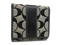 COACH コーチ シグネチャー キャンバス×レザー 二つ折り 財布 ウォレット 札入れ 小銭入れ ブラック系×グレー系 DK9097