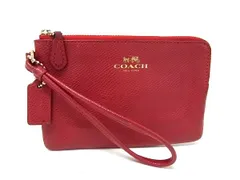 COACH コーチ F54626 クロスグレインレザー コーナー ジップ リストレット ポーチ マルチケース レッド系 DK9123