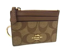 COACH コーチ 88208 シグネチャー PVC×レザー コインケース コインパース 小銭入れ レディース ブラウン系 DK9154