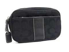 ■美品■ COACH コーチ シグネチャー キャンバス×レザー マルチポーチ マルチケース 化粧ポーチ 小物入れ ブラック系 DK9186