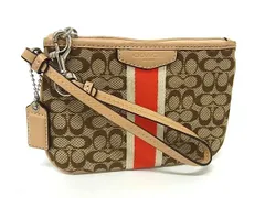 COACH コーチ ミニシグネチャー キャンバス マルチポーチ マルチケース 小物入れ レディース ライトブラウン系×オレンジ系 DK9208