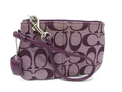■美品■ COACH コーチ シグネチャー キャンバス×レザー マルチポーチ マルチケース 小物入れ レディース メンズ パープル系 DK9210