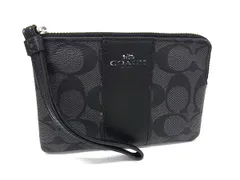 ■美品■ COACH コーチ F58035 シグネチャー PVC×レザー マルチケース マルチポーチ 小物入れ レディース メンズ ブラック系 DK9218