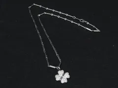 ■美品■ Folli Follie フォリフォリ クローバー ラインストーン ネックレス ペンダント アクセサリー レディース シルバー系 DL3320