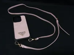 PRADA プラダ サフィアーノレザー iPhone15Pro 対応 アイフォンケース スマホケース レディース ピンク系×ブラック系 DL6680