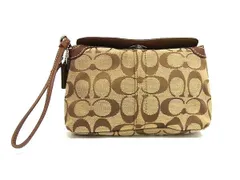 ■美品■ COACH コーチ シグネチャー キャンバス×レザー ターンロック マルチポーチ マルチケース 小物入れ ブラウン系 DL6787