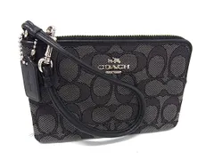 COACH コーチ 64283 シグネチャー キャンバス×レザー リストレット ポーチ マルチケース 小物入れ レディース ダークグレー系 DL6812