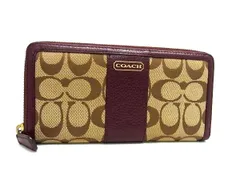 COACH コーチ シグネチャー キャンバス ラウンドファスナー 長財布 ウォレット 小銭入れ 札入れ  ブラウン系×パープル系 DL6819