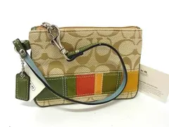 ■美品■ COACH コーチ シグネチャー キャンバス×パテントレザー ポーチ マルチケース 小物入れ ベージュ系 DL6820