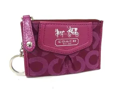 ■美品■ COACH コーチ オプアート キャンバス×レザー コインケース コインパース 小銭入れ メンズ レディース パープル系 DL6824