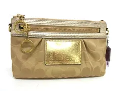 COACH コーチ シグネチャー キャンバス×レザー ポーチ マルチケース 小物入れ メンズ レディース ブラウン系 DL7519