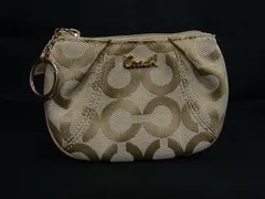 ■美品■ COACH コーチ オプアート キャンバス×レザー マルチポーチ マルチケース 小物入れ レディース メンズ ベージュ系 DL7525