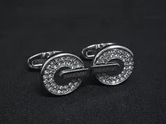 ■美品■ SWAROVSKI スワロフスキー ラインストーン カフスボタン ネクタイピン アクセサリー メンズ レディース シルバー系 DL7631