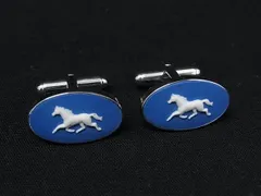 ■美品■ WEDGWOOD ウェッジウッド ジャスパー カフスボタン カフリンクス アクセサリー シルバー系×ブルー系 DL7448のサムネイル
