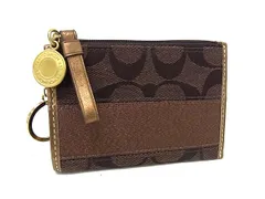 ■美品■ COACH コーチ シグネチャー キャンバス コインケース コインパース 小銭入れ メンズ レディース ブラウン系 DL8038