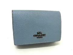 COACH コーチ C0848 レザー 三つ折り 財布 ウォレット 小銭入れ 札入れ カード入れ ライトブルー系 DL8055