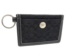 COACH コーチ シグネチャー キャンバス×レザー カードケース パスケース カード入れ 定期入れ メンズ レディース ブラック系 DL8077