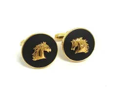 ■美品■ WEDGWOOD ウェッジウッド ジャスパー カフス カフスリンクス ビジネス 紳士 メンズ ブラック系×ゴールド系 DL8615のサムネイル